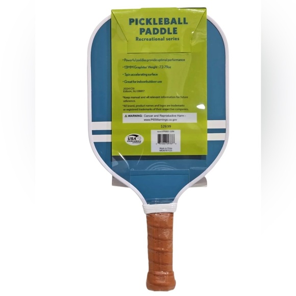 Set of 4 Sakar Adults Pickleball Paddle Mint Gingham/Blue Stripe Double Sided - Picture 6 of 6